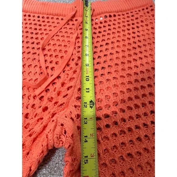 NWT Aerie AEO Orange Crochet Vacay Wide Leg Beach CoverUp Drawstring Waist Large - Picture 9 of 11
